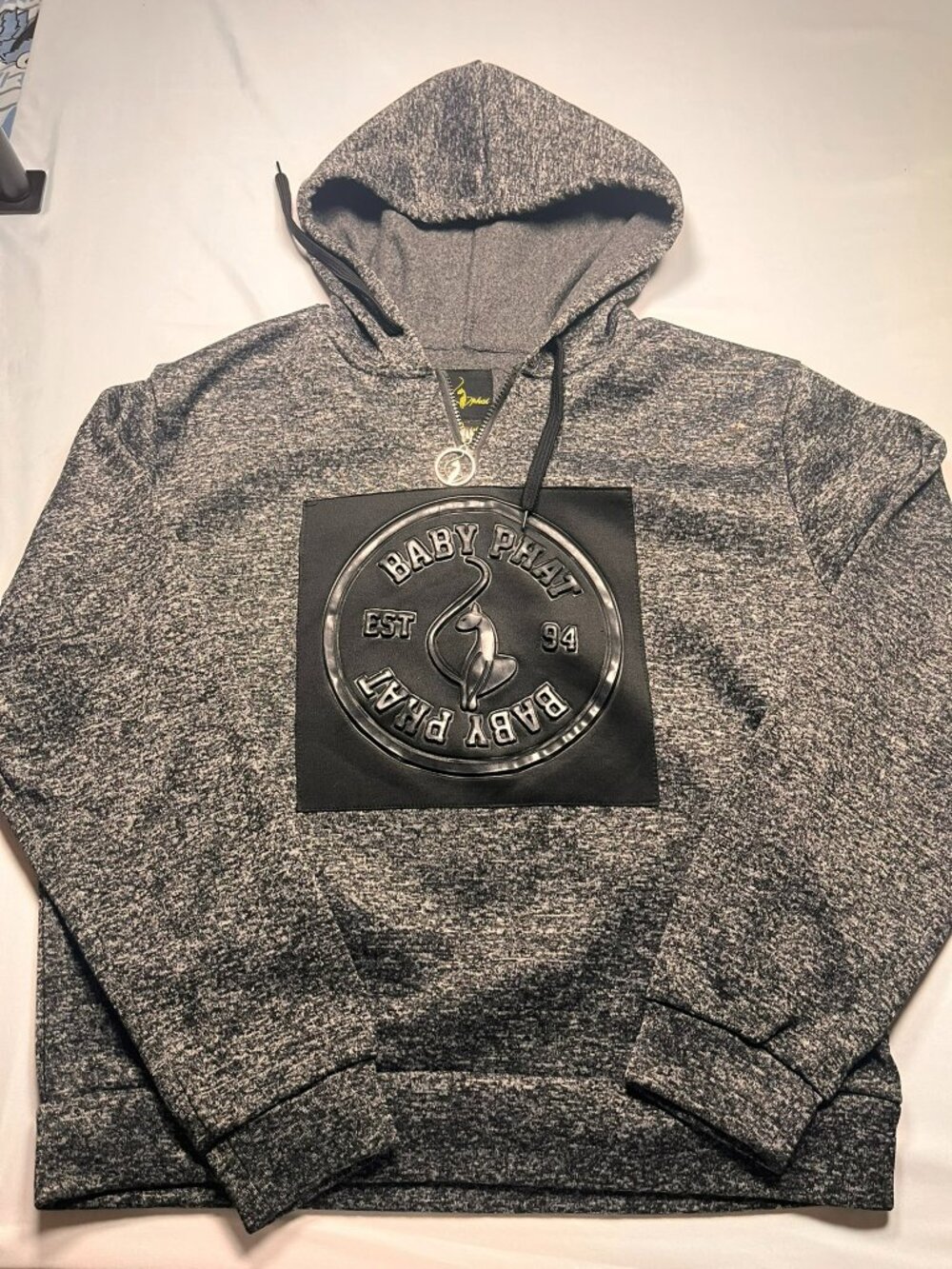 Baby Phat Y2K Vintage Quarter Zip Hoodie Sweatshirt Charcoal Grey Plus 3X Logo